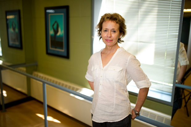 Shaw Bronner, pictured in the Curry Student Center dance studio, is a faculty member at Northeastern University and Director of the Analysis of Dance and Movement (ADAM) Center, a research laboratory dedicated to studying human movement and dance through biomechanics, ergonomics, neuroscience and more.  She directs physical therapy services at the Alvin Ailey modern dance company and school.