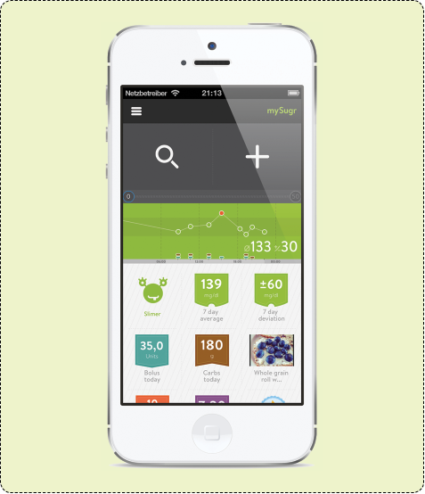 FIGURE 1: The MySugr diabetes management app uses a points system to encourage patients. (Image courtesy of MySugr.)