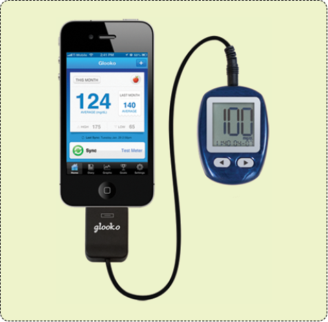FIGURE 3: Glooko syncs blood sugar readings with an Android or iPhone app for easy diabetes management. (Photo courtesy of Glooko.)