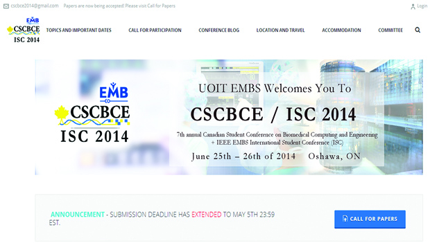 CSCBCE and ISC 2014—University of Ontario Institute of Technology, Oshawa, Ontario, Canada.