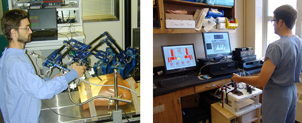 The Blue (left) and the Red (Right) Dragons – Systems that were originally used to collect the kinematics and the dynamics of MIS tools. 