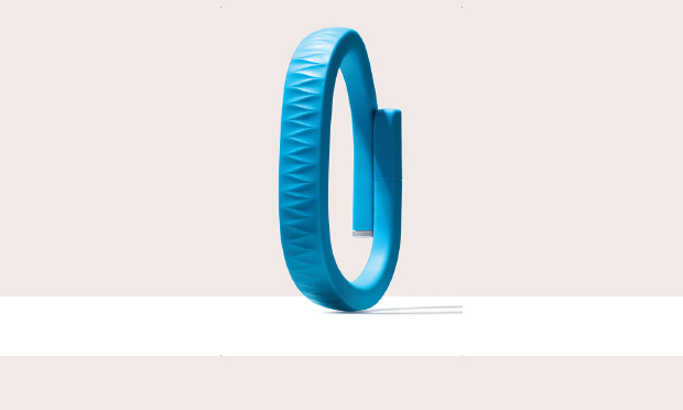 FIGURE 4 The Jawbone wristband aims to integrate sleep measurements, fitness, and activities such as caffeine intake to present a picture of the user’s health. (Image courtesy of Jawbone.)