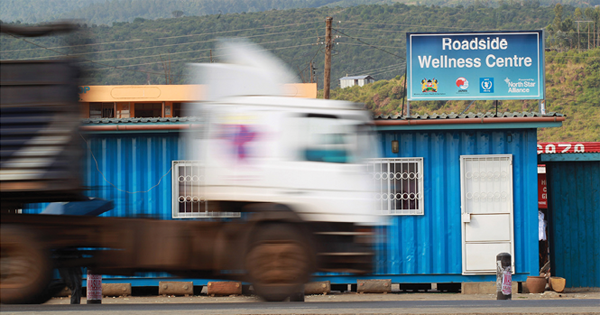A North Star Alliance Roadside Wellness Centre was converted from a shipping container and now sits ready for patients at a truck stop in Maai Mahiu, Kenya.