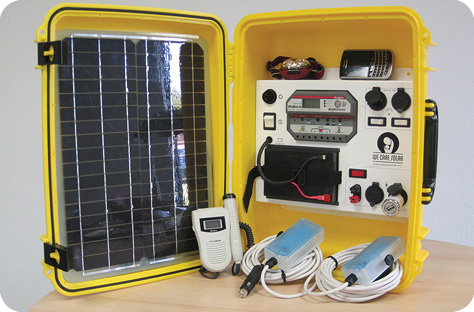 The We Care Solar Suitcase used in several African nations, including Uganda, Malawi, Sierra Leone, and Ethiopia, provides caregivers, nurses, and community health workers with medical lighting and power for obstetric care and emergency ­procedures. (Photo courtesy of We Care Solar.)