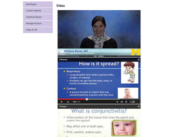 Hashikawa has incorporated an educational component into the SickChildCare.org site where staff upload short video recommendations of symptoms to look for and actions to take around a particular illness.