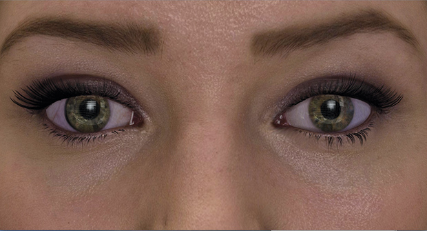 Figure 4: The eyes convey important messages of nonverbal communication that must be taken into account for a successful simulation. (Photo courtesy of the Laboratory for Animate Technologies.)