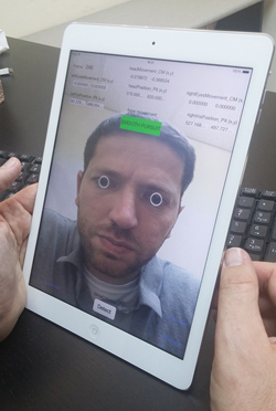 Umoove’s application uses forward-facing cameras and minimized processing demands to create a mobile eye-tracking tool with no additional equipment. (Photo courtesy of Umoove.)