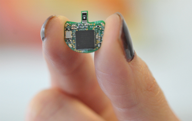 FIGURE 2: A miniaturized BLE sensor tag. (Image courtesy of the Hamlyn Centre, Imperial College London.)