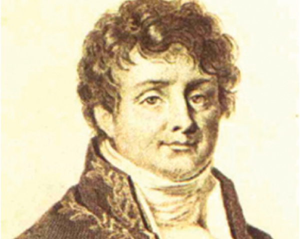 Jean Baptiste Joseph Fourier (1768–1830). Fourier is buried at Père Lachaise Cemetery in Paris; the tomb shows an Egyptian motif to reflect his position as secretary of the Cairo Institute. His name is one of the 72 names inscribed on the Eiffel Tower.
