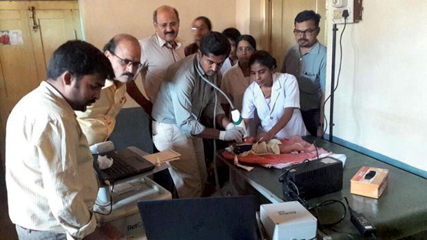 Figure 2: The KIDROP team in action at the special newborn care unit at the Sirsi district hospital.