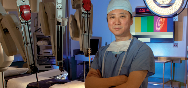 Figure 3: Dwight Im of the National Institute of Robotic Surgery at Mercy Medical Center in Baltimore has seen major advances in robotic surgery in his specialty area of gynecologic oncology. With new technology and equipment, surgeons can perform some of the most complex operations robotically. (Photo courtesy of Mercy Medical Center.)