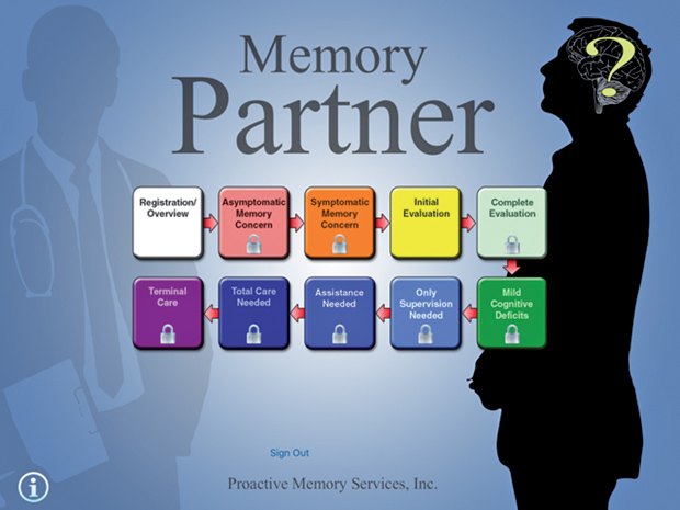 Figure 6: A screenshot of the Memory Care Partner app for caregivers of a person with dementia. (Image courtesy of Norman Foster.)
