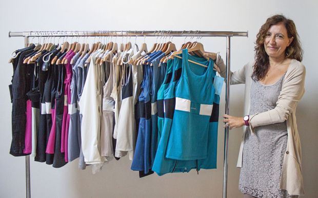 Rita Paradiso with a variety of sensor-equipped garments at the Smartex offices in Italy. (Photo courtesy of Smartex.)