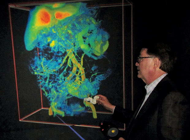 Figure 3: A 3-D volumetric visualization created from January 2012 MRI scans of Larry Smarr’s internal organs by Calit2’s Jurgen Schulze. (Photo courtesy of Larry Smarr, Calit2.)