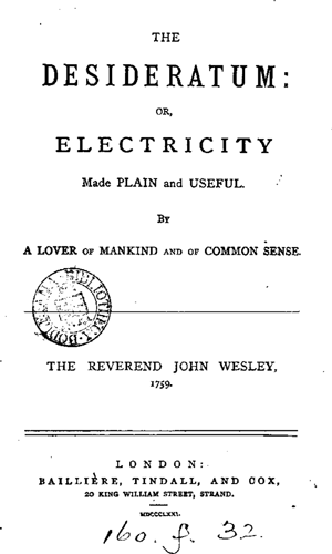 Wesley's 1759 Desideratum