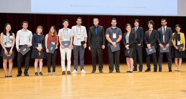 Finalists of the IEEE EMBS Student Paper Contest receiving their awards.