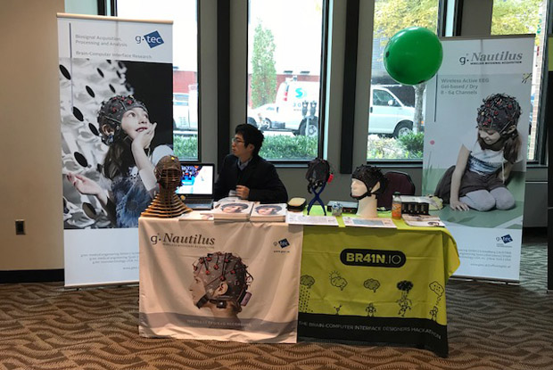 Guger Technologies, Austria, displayed information on their motor-recovery neurotechnology products, including Nautilus.