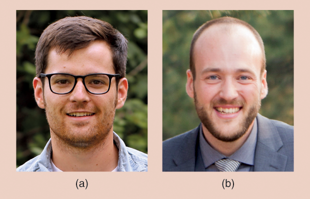 Figure 5: (a) Eric Acome and (b) Tim Morrissey, both graduate students working with Keplinger and lead authors of an article describing this new, self-healing artificial muscle material that appeared in Science in January 2018. (Photos courtesy of the Keplinger Research Group, University of Colorado.)