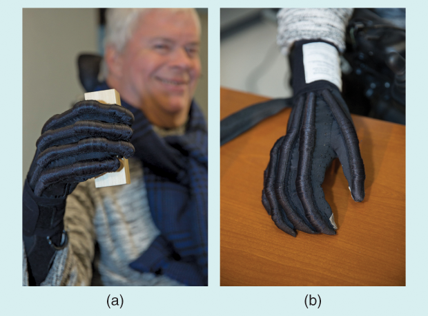 Walsh’s group is also working on a soft wearable glove