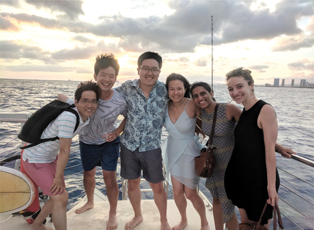 Figure 3. Three generations of MIT (from left to right): Seong Eun Kim, Andrew Song, Chi Feng, Jingzhi An, Sandya Subramanian, and Amanda Beck.