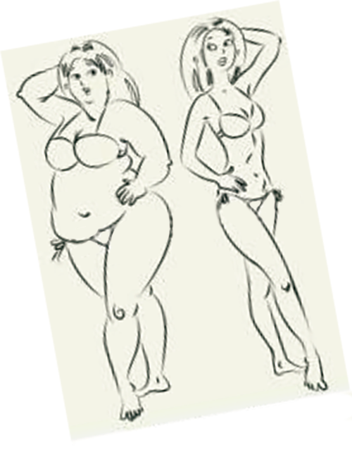 Fat and thin woman, by Lyudmyla ­Kharlamova