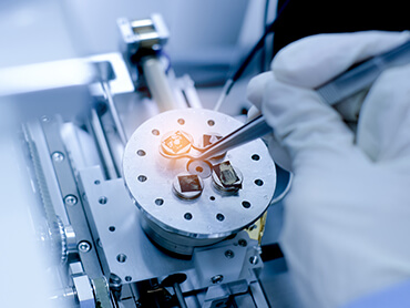 Close up of nanomaterials preparing for Scanning Electron Microscope (SEM) machine in laboratory